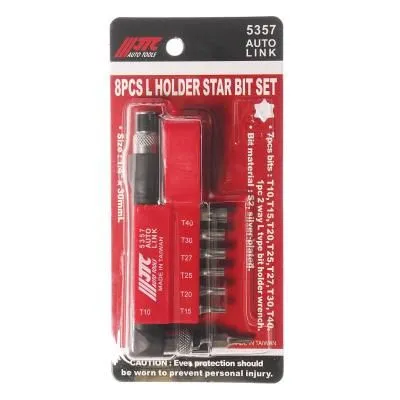 Набор бит 1/4" TORX Т10-Т40 с Г-образным держателем 8 предметов JTC
