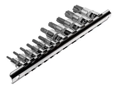 Набор головок торцевых 1/4"-3/8" TORX Т10Н-Т60Н с отверстием 11 предметов JTC