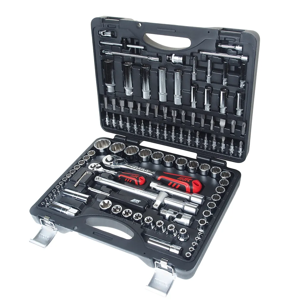 Набор головок торцевых,бит и бит-головок 1/4",1/2" 12-гранных 110 предметов в кейсе JTC купить