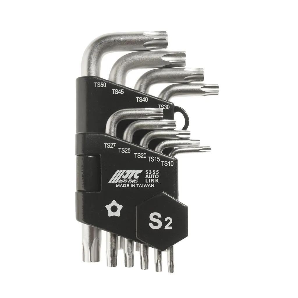 Набор ключей TORX ТS10-ТS50 пятилучевых Г-образных с отверстием 9 предметов JTC купить