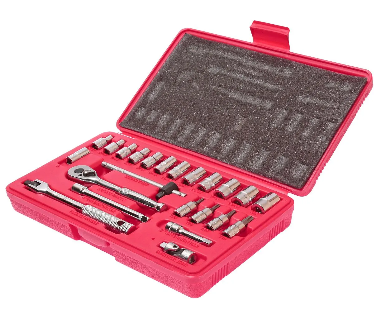Набор головок торцевых и насадок 1/4" 6-ти гранных 5/32"-1/2",Т20-Т40 23 предмета в кейсе JTC купить